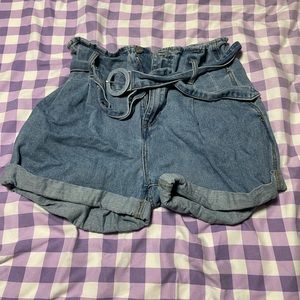 High waisted denim shorts